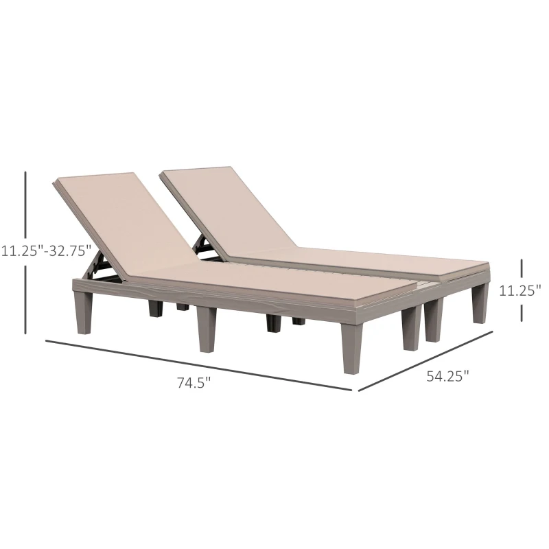 Outsunny Outdoor Patio Double Chaise Lounge Chair with 5-Level Adjustable Backrest, Zippered Cushions, & Modern Design