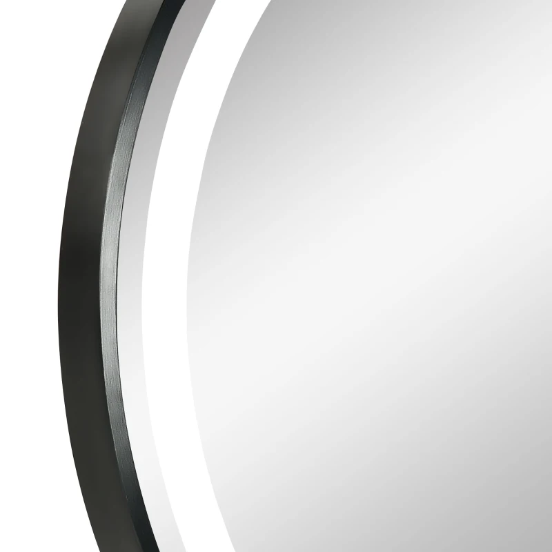 kleankin 24-Inch Lighted Bathroom Mirror for Wall, Dimmable LED Mirror with Memory Function, Round Mirror for Wall Decor