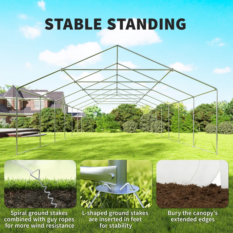 Outsunny Heavy Duty Party Tent, 19.5' x 39' Large Sun Shade Canopy Tent for Parties, Wedding, Events, BBQ Grill, White