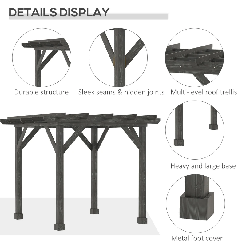 Outsunny 10' x 10' Patio Pergola, Weather-Resistant Cedar Wood, Backyard Cover for Porch Party, Grape Garden, Vineyard, Ivy Vine, or Climbing Plants, Black