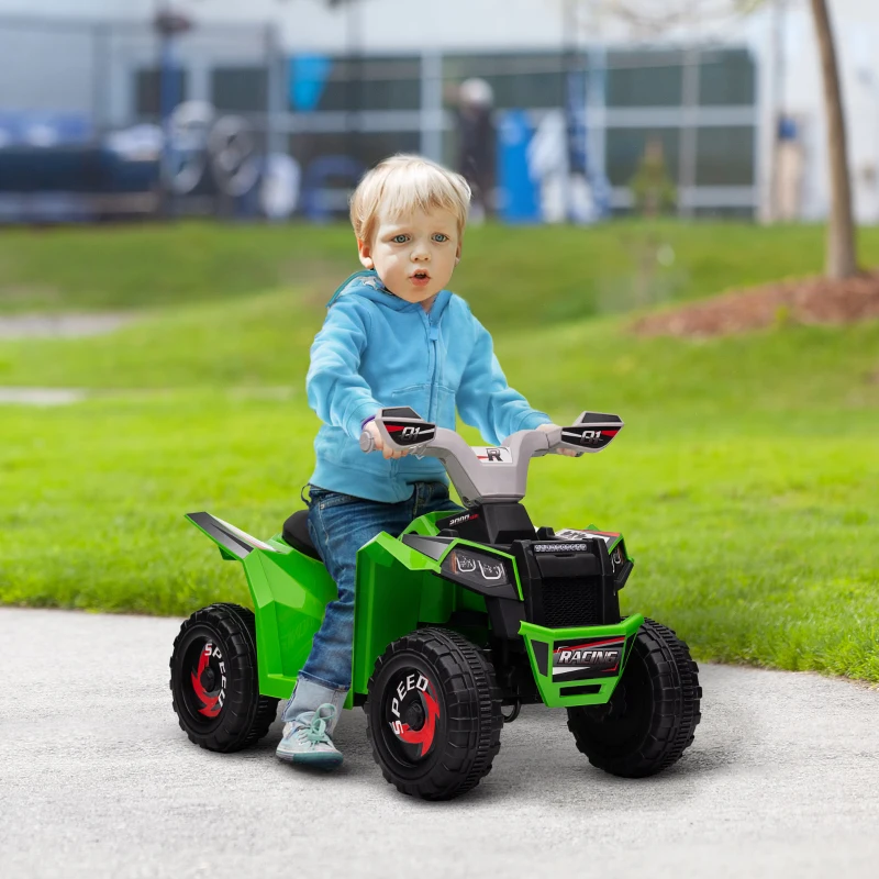 Aosom 6V Electric Toy Car with Forward Backward, Wear-Resistant Wheels for Ages 18-36 Months, Green