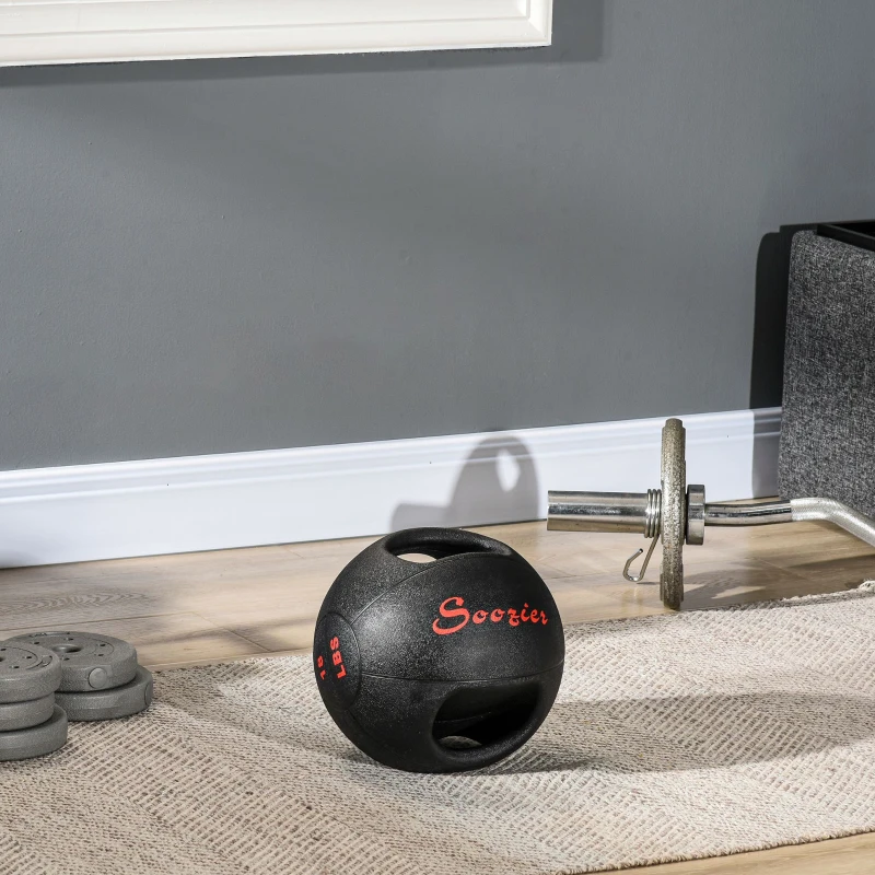 Soozier Medicine Ball with Handles, 18 lbs. Weighted Ball for Exercise, Med Ball for Abs, Core, Strength Training, Balance Training