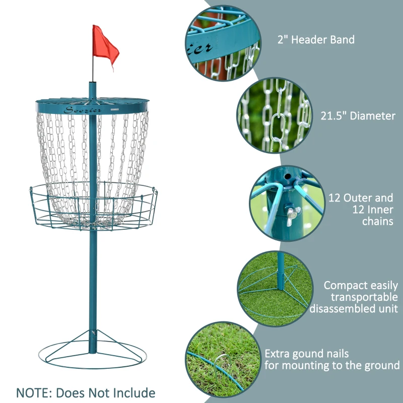Soozier Portable Disc Golf Basket Target with 24-Chain, Travel Bag, Blue