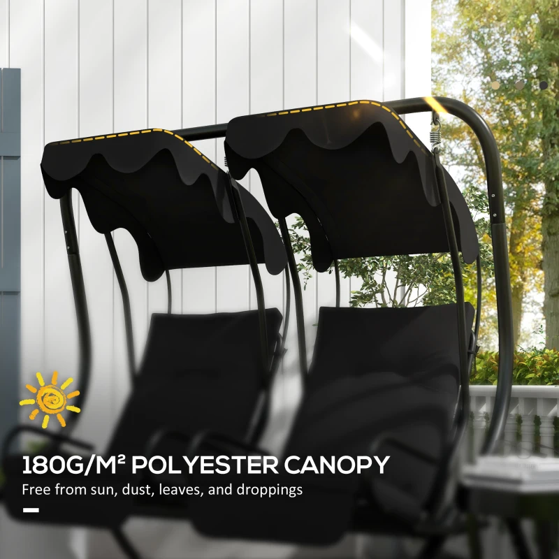 Outsunny 84A-052 Series 2-Seater Swing Canopy Replacement Top Cover, Black