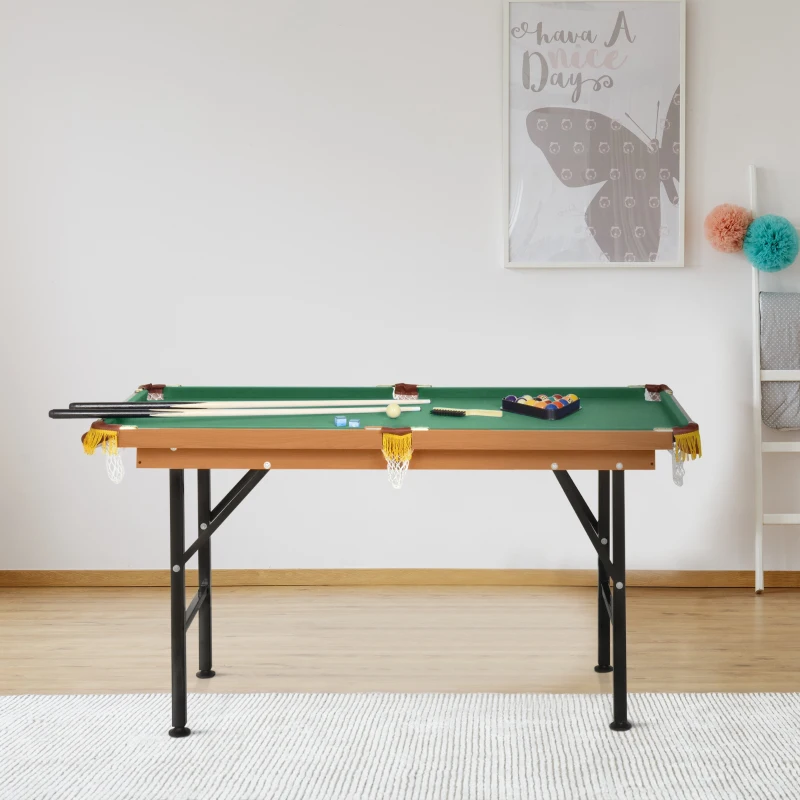 Soozier 55'' Portable Folding Billiards Table Game Pool Table for Whole Family Number Use With Cues, Ball, Rack, Green