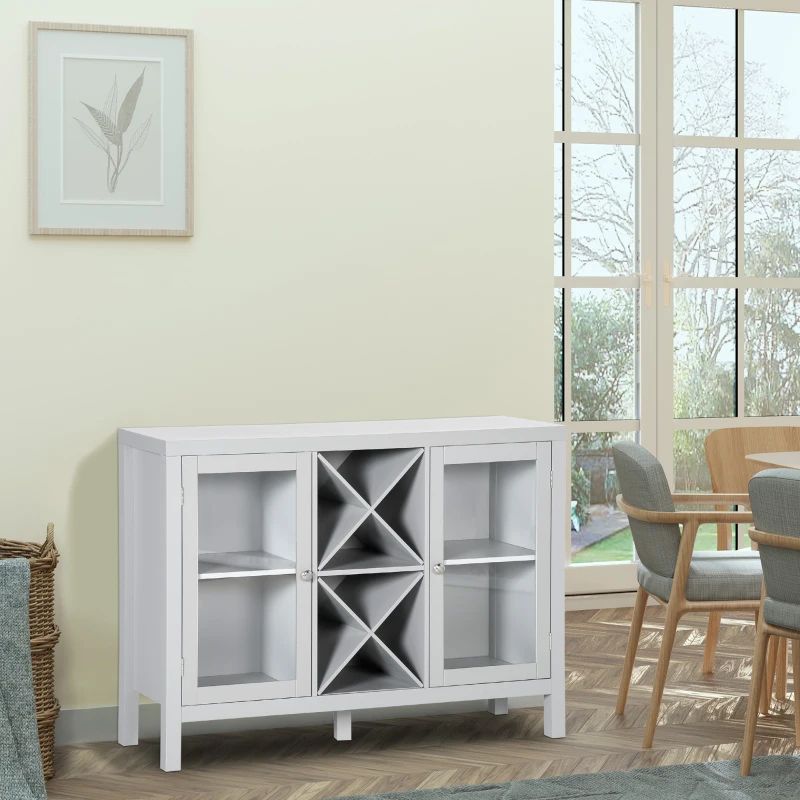 HOMCOM Sideboard Buffet Cabinet with Removable Wine Rack, Tempered Glass Door and Adjustable Shelves, Coffee Bar Cabinet for Living Room, Kitchen, Entryway, Gray