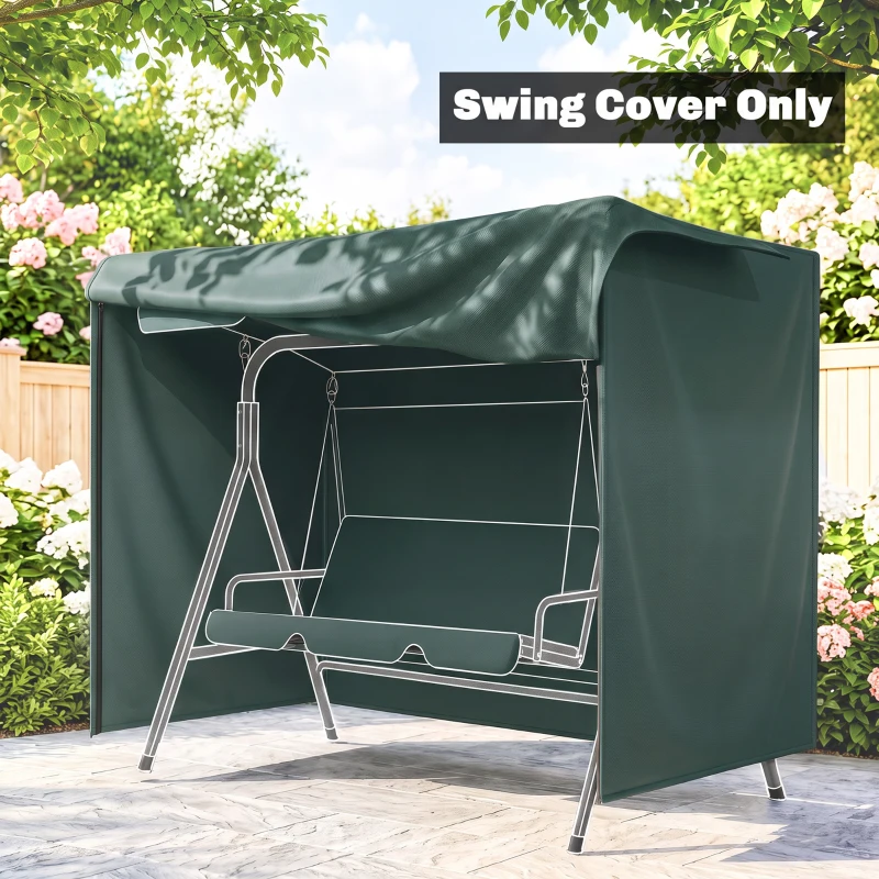 Outsunny Outdoor Swing Cover, Large 3-Seat Patio Swing Chair Hammock Cover UV Resistant Windproof All Weather Protection, Green