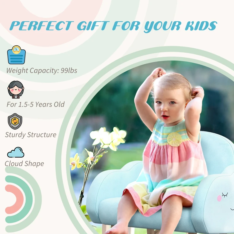 Qaba Rocker Armchair for Nursery Playroom Preschool for 1.5-5 Years, Blue