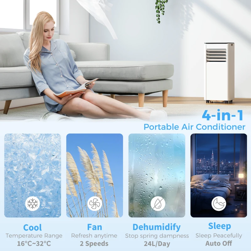 HOMCOM 10000 BTU Portable Air Conditioner, AC Unit with Dehumidifier, Fan, WiFi Voice Remote Control, for Room up to 441 Sq. ft