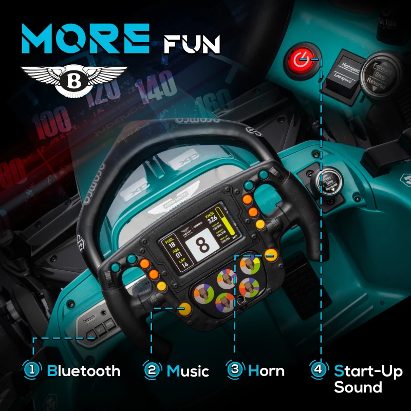 Qaba Aston Martin Licensed 12V Electric Go Kart, Kids Ride on Car with 4 Shock-Absorbing Wheels, Remote Control