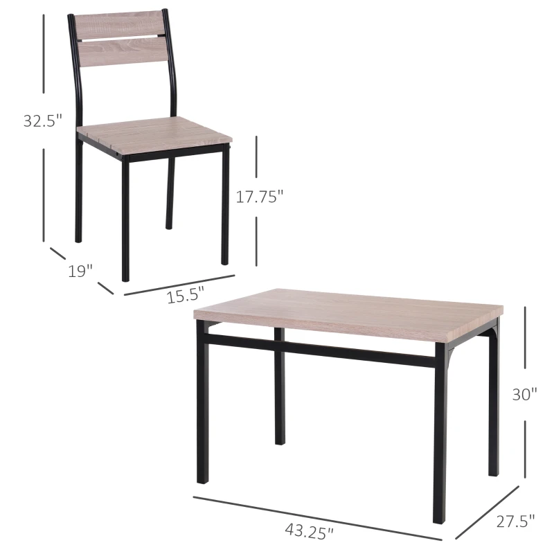 HOMCOM 5 Piece Dining Table Set for 4, Modern Kitchen Table and Chairs, Dining Room Set for Breakfast Nook, Small Space, Apartment, Space Saving