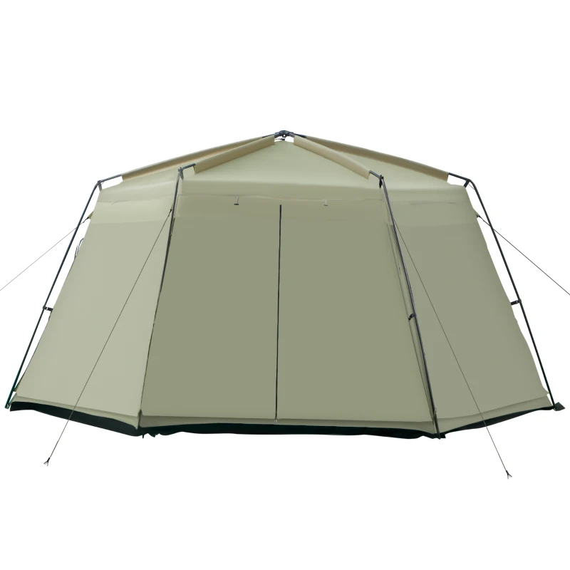 Outsunny 8-10 Person Screen House Room Instant Camping Canopy, Wind Resistant Hexagon Design Screen Shelter Family Tent, and Screened Mesh for Hiking, Hunting, Fishing, Army Green
