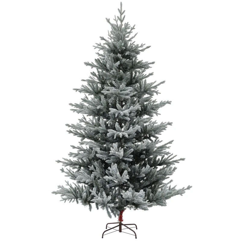 HOMCOM 9 Foot Artificial Nordic Pine Christmas Tree with Snow, Easy Assembly, Hinged Xmas Tree for Home Office Holiday