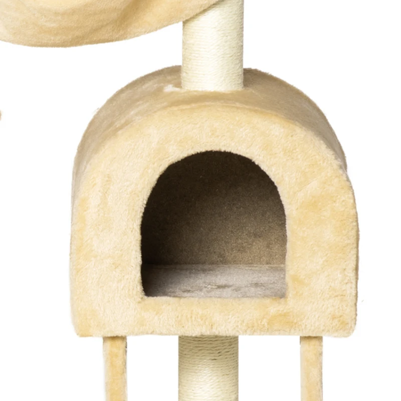 PawHut 39" Deluxe Cat Tree Tower Scratching Post Kitten Condo Activity Center Deep Cream