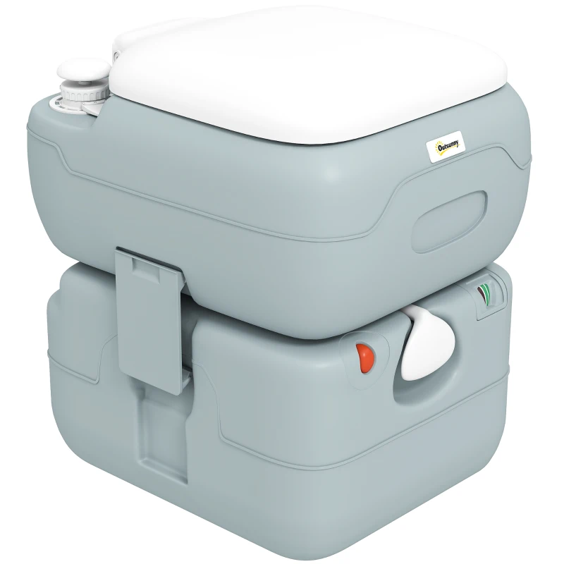 Outsunny Porta Potty, 5.8 Gallon Portable Toilet with Level Indicator and Anti-Leak Pump for Camping, Boating, Hiking, Travel, RV