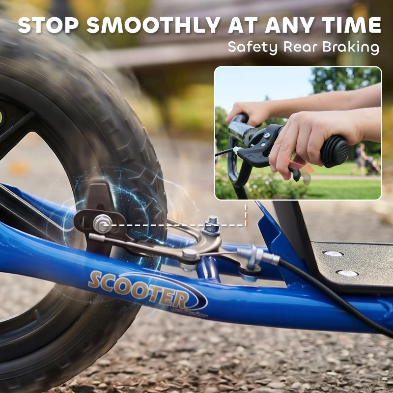 HOMCOM Adjustable Kids Pro Stunt Scooter Children Street Bike Bicycle Ride On with 12” Tire (Blue)