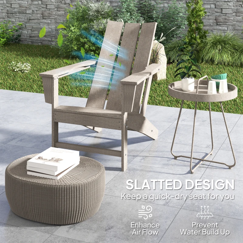Outsunny HDPE Plastic Adirondack Chair, Muskoka Chair with High Back and Wide Armrests for Fire Pit, Patio, Porch, Dark Grey