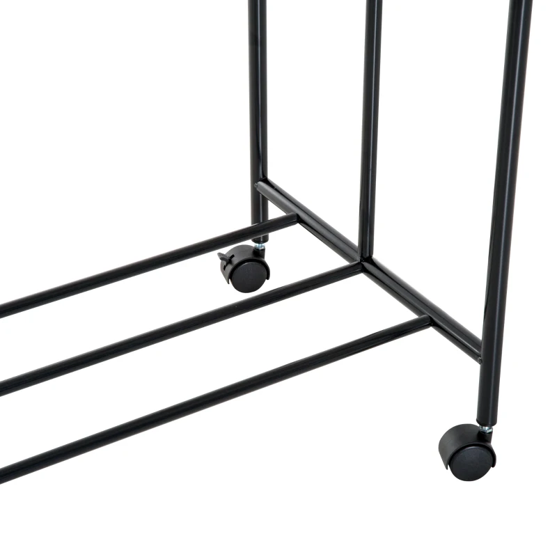 HomCom 3 Bag Heavy Duty Divided Laundry Hamper Sorter Cart With Wheels And Hanging Bar - Black