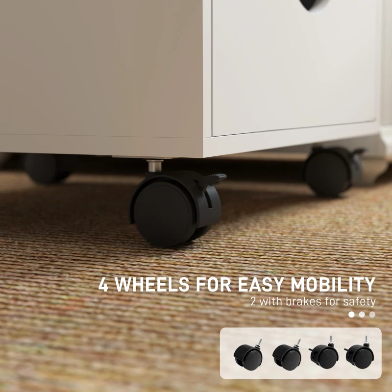 HOMCOM File Cabinet with 5 Drawer Wheels, 15.7" x 15.7" x 26.4", White