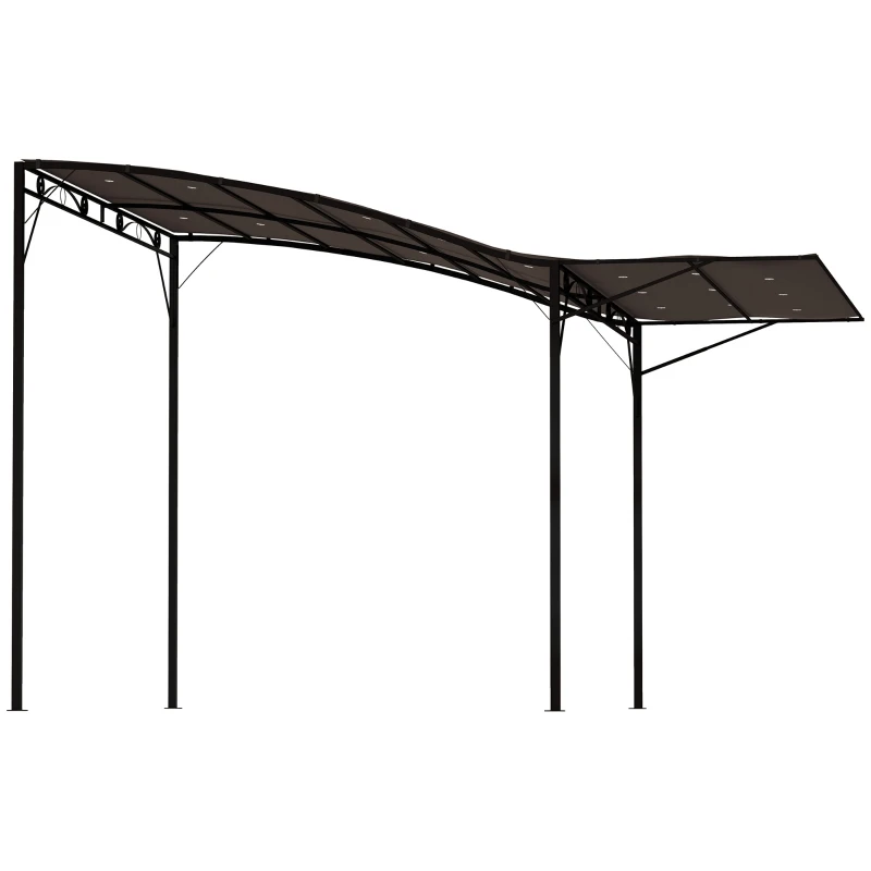 Outsunny 10x8ft Patio Metal Gazebo with Extendable Side Awning, Outdoor Shelter Shade Canopy Deck Awning, Brown