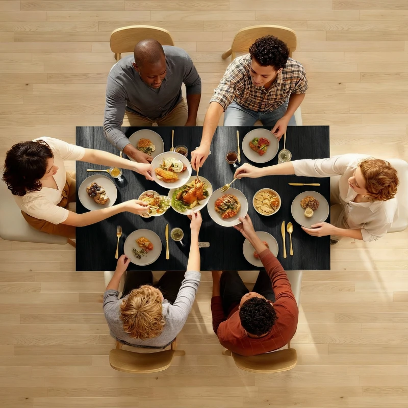 HOMCOM 55" Extendable Dining Table for 4-6, Kitchen Table with Steel Slides and Felt Pads for Small Spaces, Black