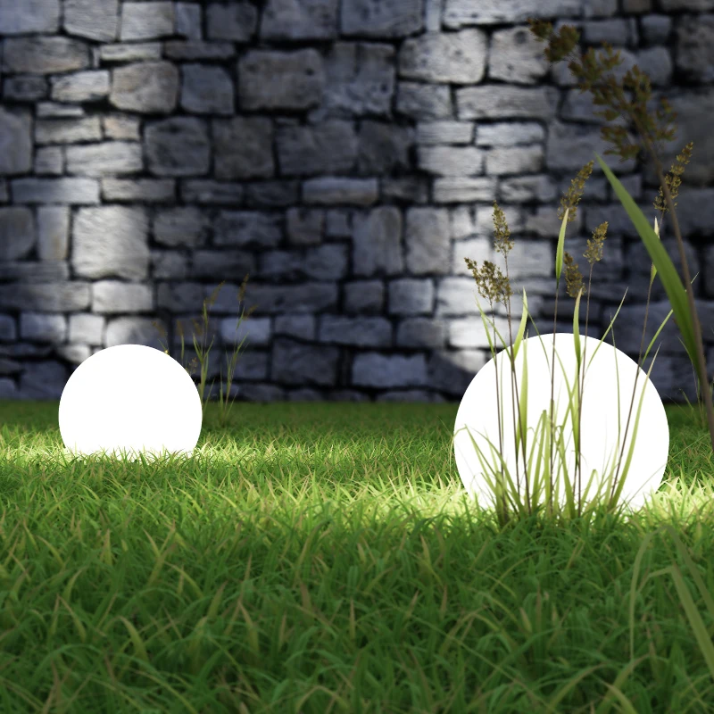 HOMCOM 12" RGB Outdoor LED Ball Light Waterproof Rechargeable Adjustable Color Changing Globe Orb Lamp With Remote Control