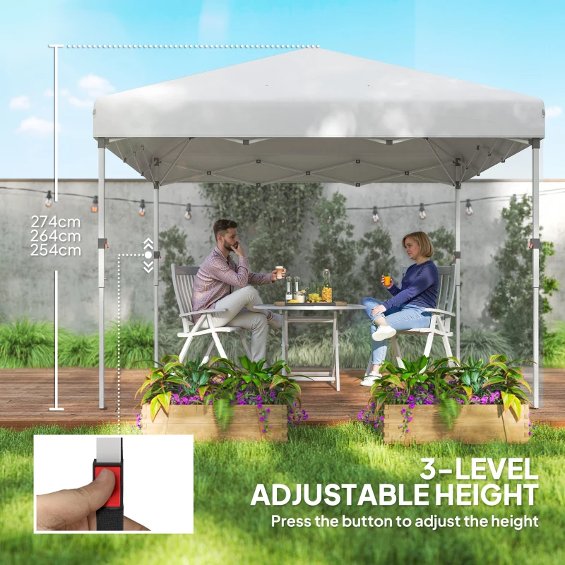 Outsunny 10' x 10' Pop Up Canopy with Sidewalls, Roller Bag, Height Adjustable Instant Tent for Outdoor, Garden, Patio, White