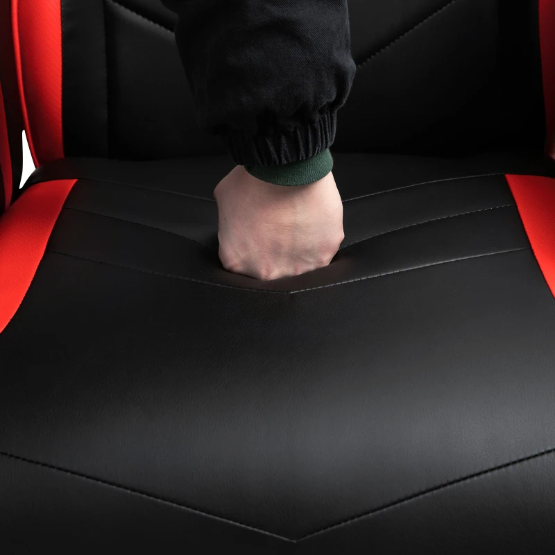 Vinsetto High Back Racing Style Gaming Chair, PU Leather Gamer Recliner Chair with Swivel Pedestal Base, Adjustable Footrest, and Head Pillow, Red