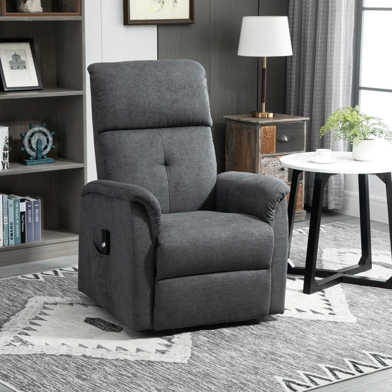HOMCOM Power Lift Chair Electric Recliner Sofa for Elderly with Remote Control & Side Pocket for Living Room, Grey