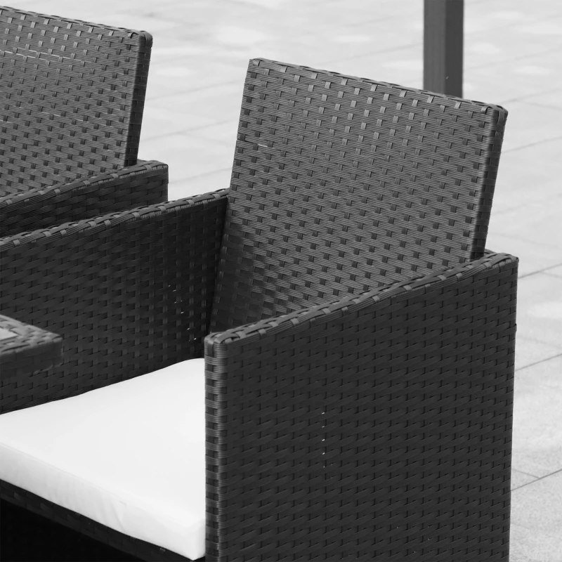 Outsunny 9 Pieces Patio Wicker Dining Set, PE Rattan Garden Sectional Sofa Outdoor Space-Saving Furniture Sets, White