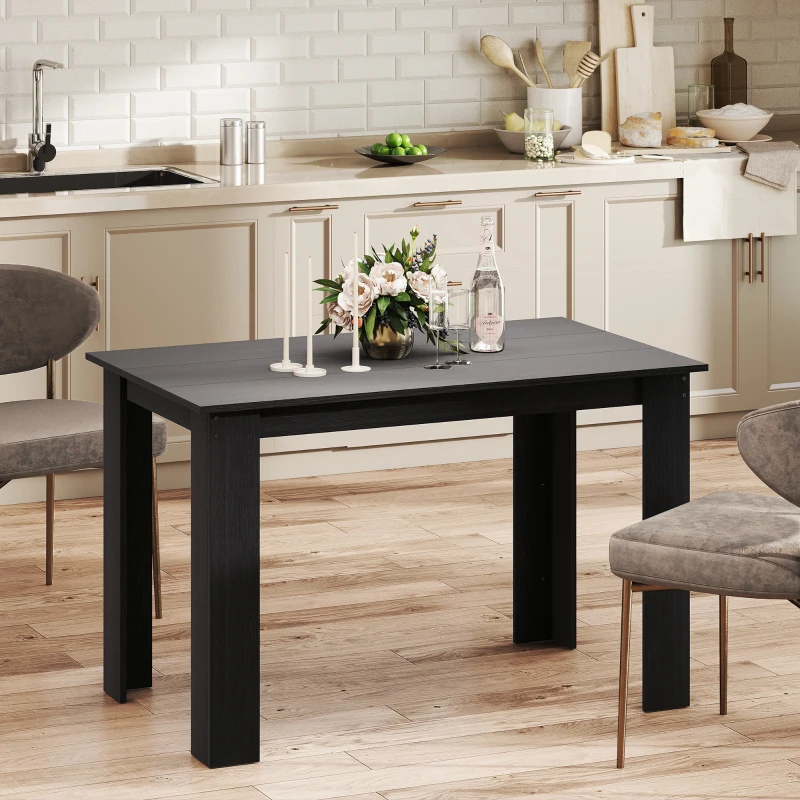 HOMCOM 47" Kitchen Table for 4-6 People, Dining Table with Wood Effect for Dining Room, Black