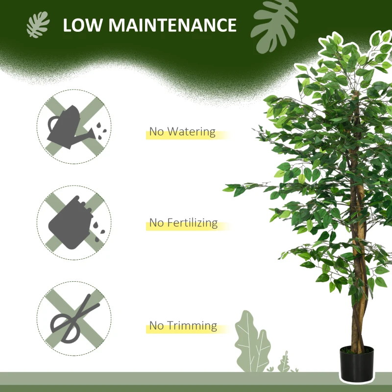 HOMCOM 5ft Artificial Tree Ficus, Indoor Fake Plant with Pot, for Home Decor