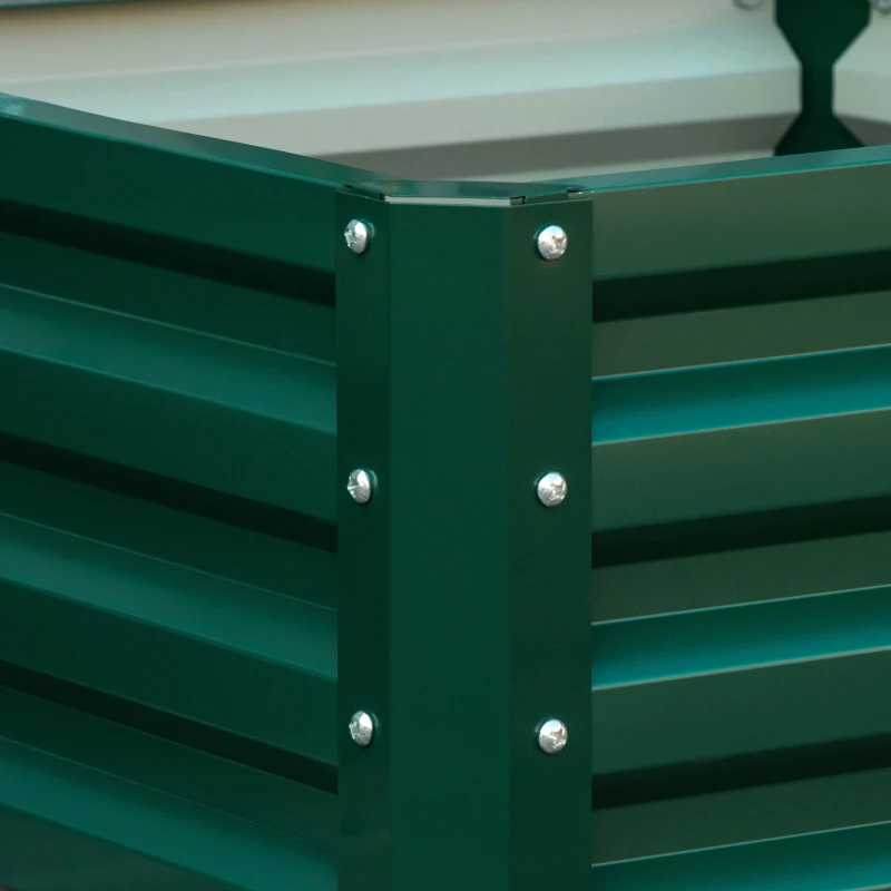 Outsunny 2' x 2' x 1' 2-Piece Raised Garden Bed Box with Steel Frame for Vegetables, Flowers, & Herbs, Green