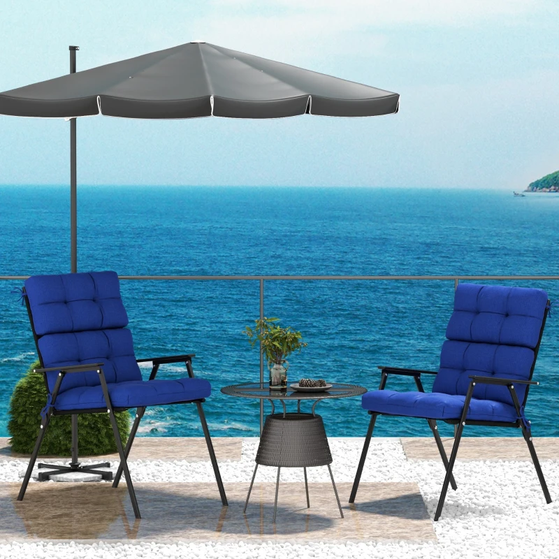 Outsunny 2-Piece Back Seat Cushion Replacement, Outdoor Patio Chair Cushions Set with Ties, Button Tufted, Navy Blue