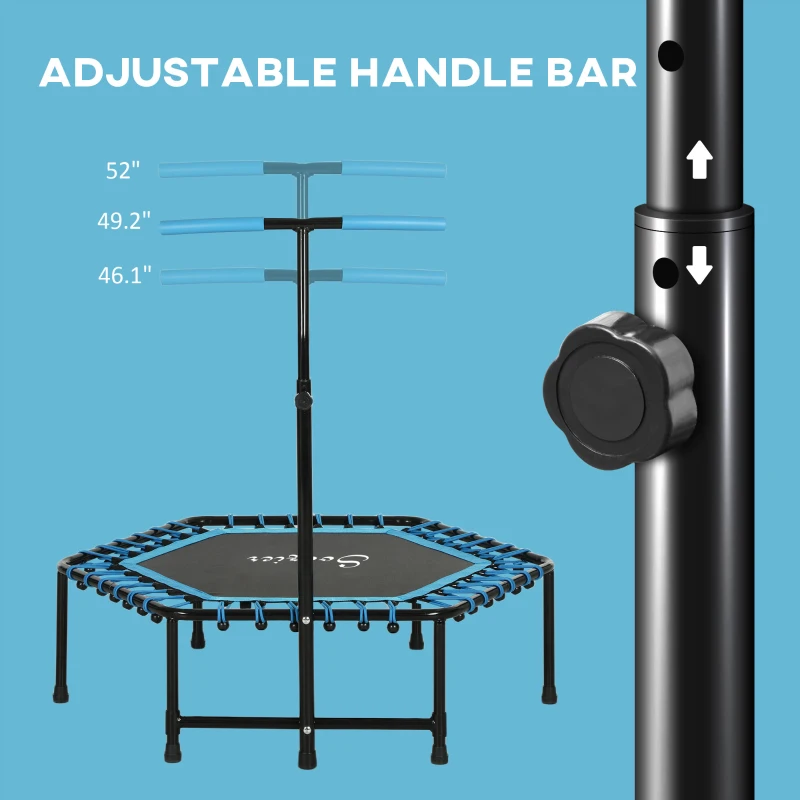 Soozier 45" Rebounder Trampoline for Adults, Quiet Bungee Rebounder with LED Lights and Adjustable Handle, Blue