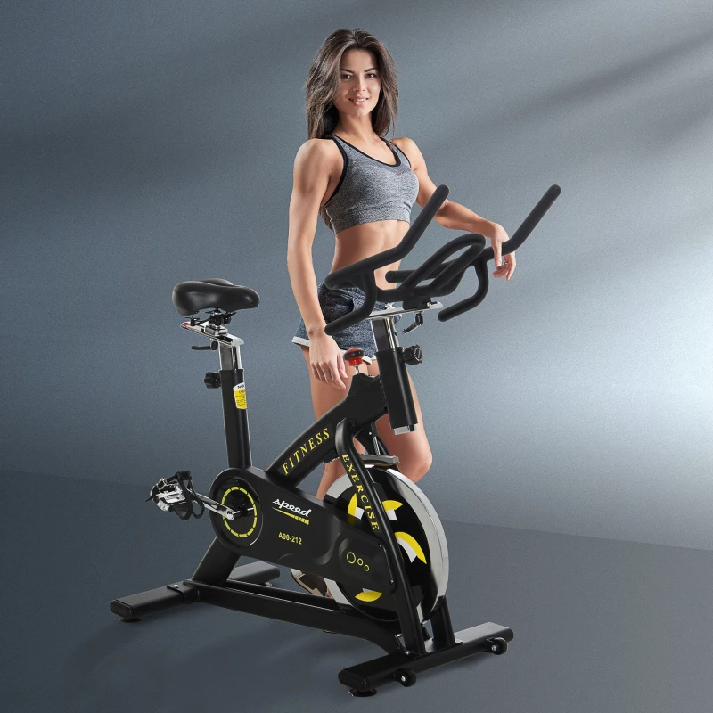 Soozier Stationary Fitness Exercise Bike with 40lbs Flywheel Cycling Cardio Workout  Belt Drive Racing Machine with Adjustable Resistance for Home Gym