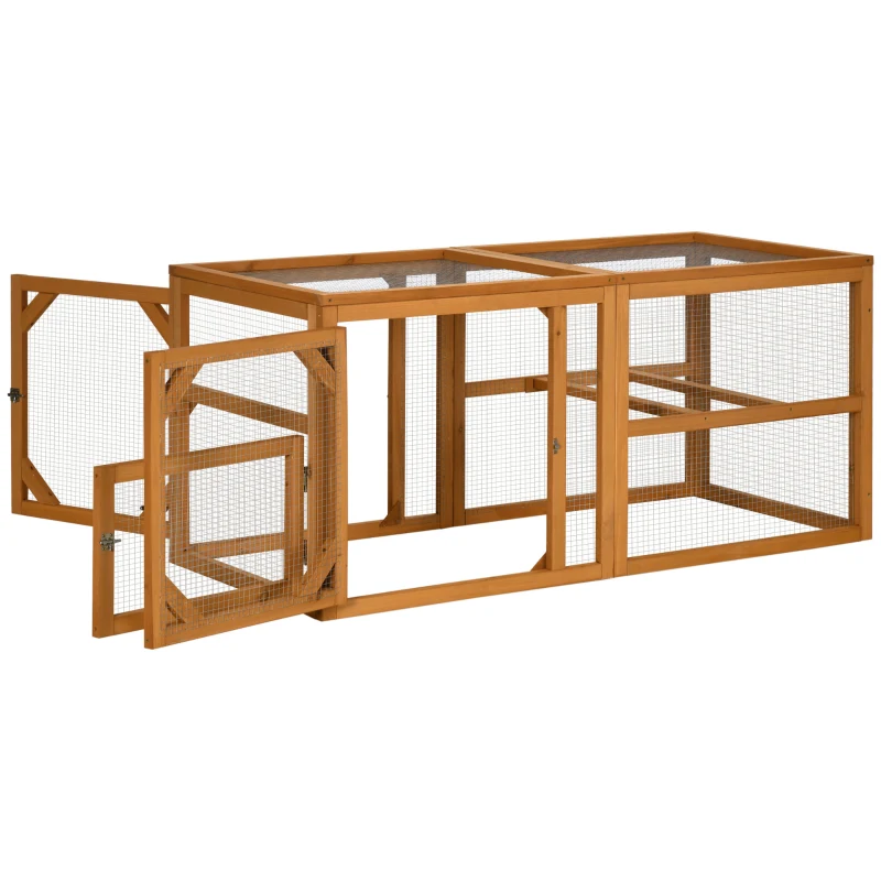 PawHut 55" Wooden Chicken Coop Add-on Expansion, Mini Chicken Coop Outdoor Chicken Run Hen House with Combinable Design