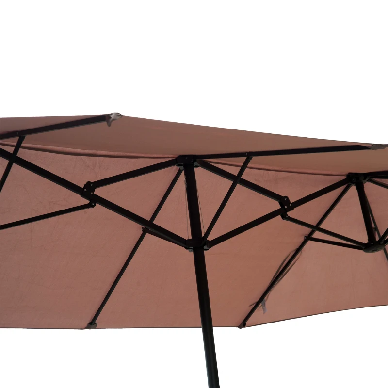 Outsunny Patio Umbrella 15' Outdoor with Twin Canopy Sunshade