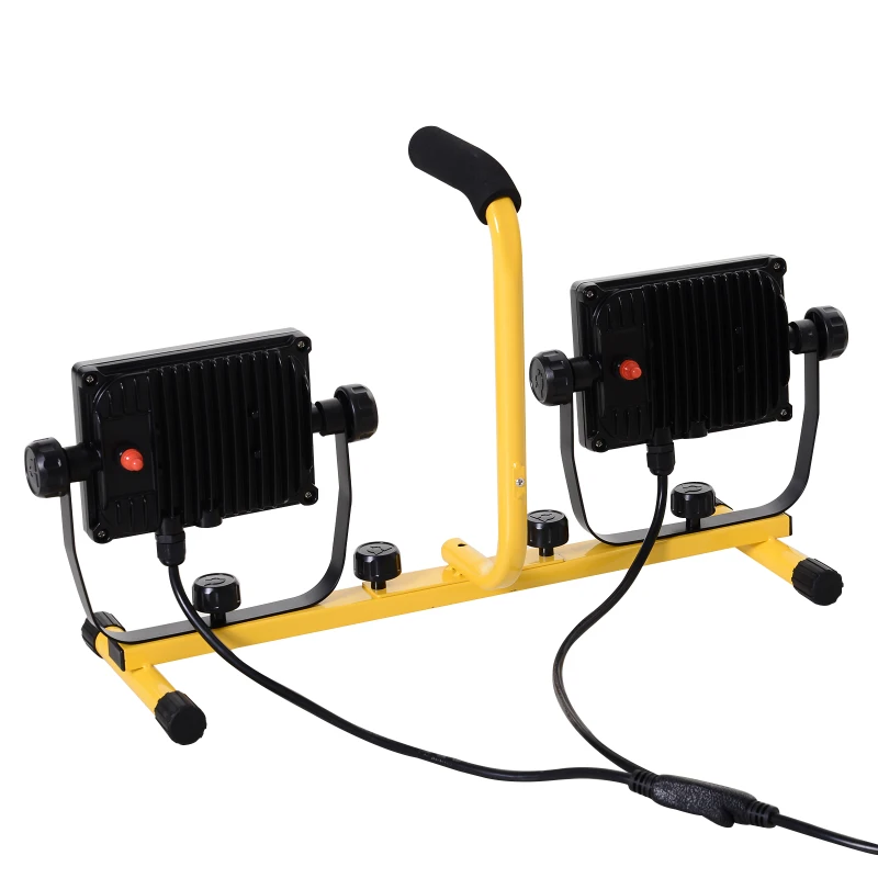 HOMCOM 8,000 Lumen LED Work Lights Dual Head Weather Resistant with Tripod Stand