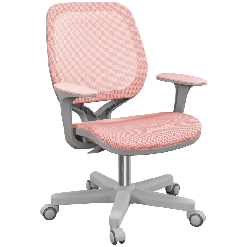 Vinsetto Office Chair, Small Computer Desk Chair with Mesh Back, Swivel Castors, Arm, Pink