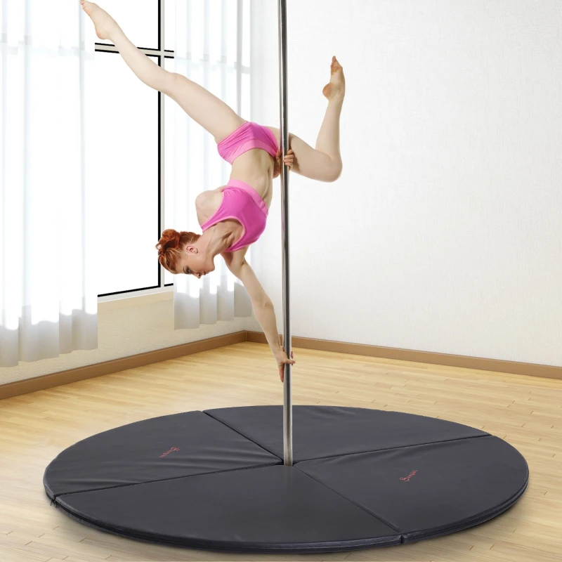 Soozier Pole Dance Mat, 2"T x 5'W Folding Pole Crash Mat for Home, Lightweight and Foldable, Black