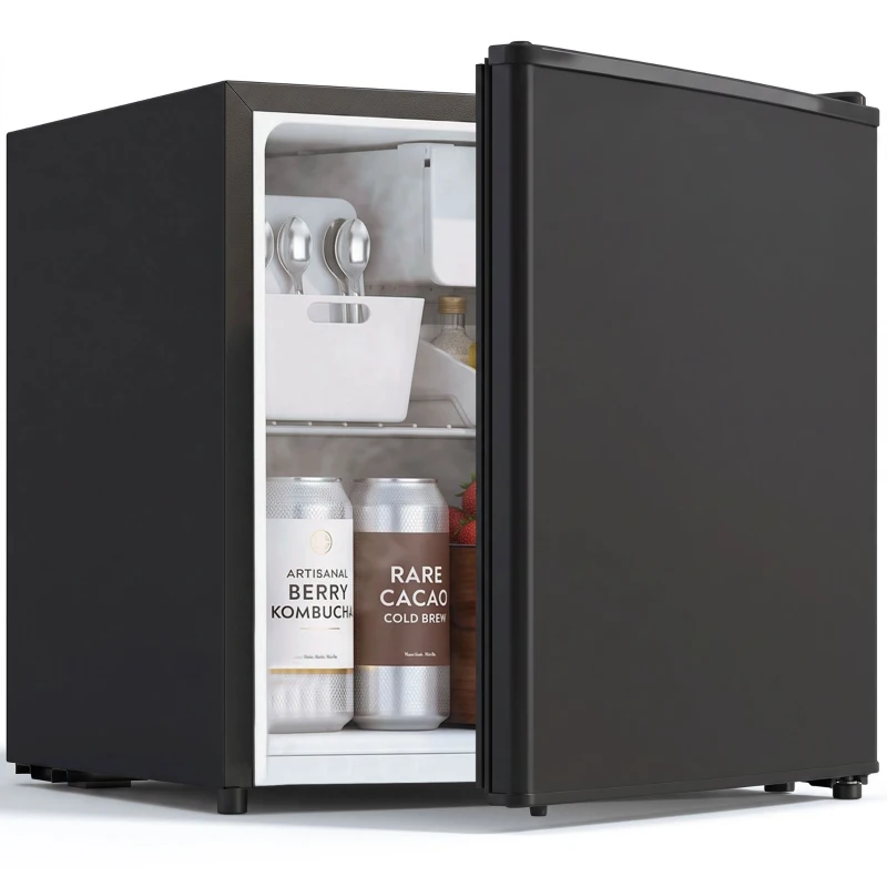 HOMCOM 1.62 Cu Ft Single Door Mini Fridge, Compact Refrigerator with Freezer, Adjustable Thermostat, Black