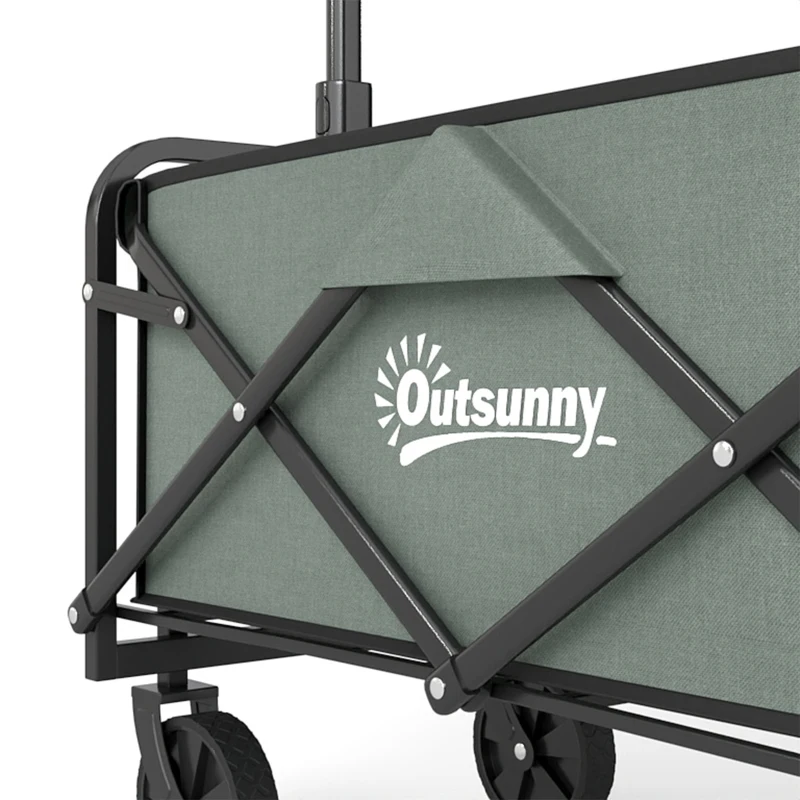 Outsunny Wagon Cart Foldable, Collapsible Wagon Cart with Removable Liner, Handle, Wheels, 72L & 198 LBS Capacity, Green