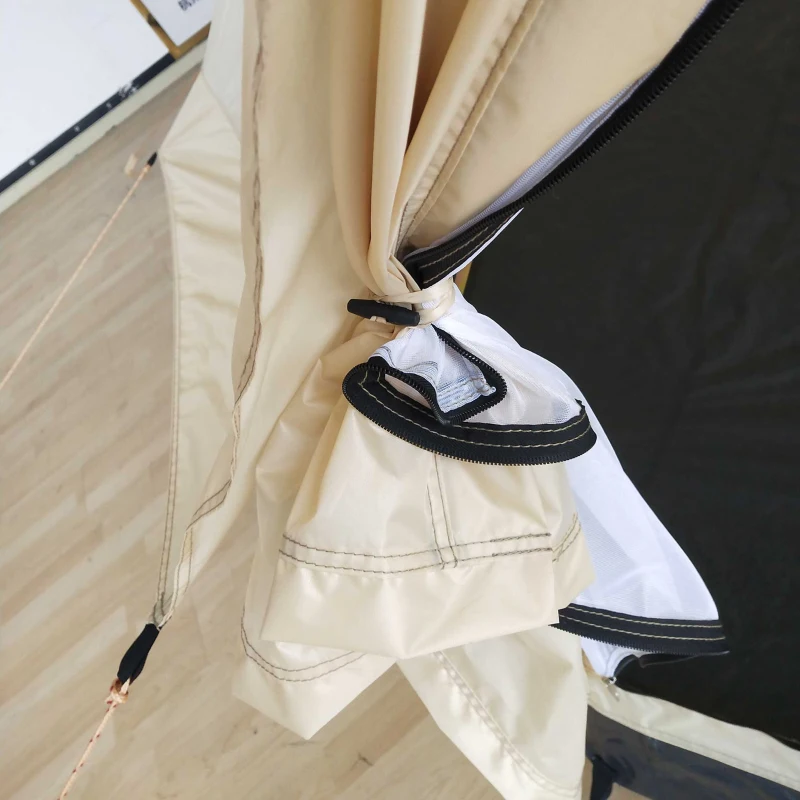 Outsunny 16.4' Large Family Teepee Tent Canvas Bell Tent Camp Shelter for Camping Hunting Beige
