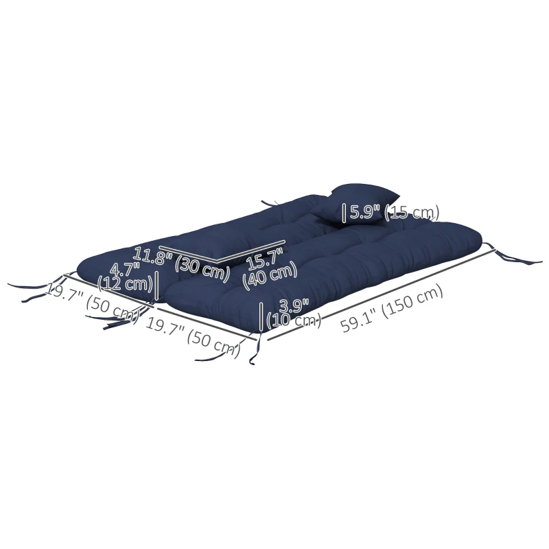 Outsunny 4-Piece Back and Seat Cushion Pillows Replacement and Pillows, Patio Chair Cushions Set with Ties, Navy Blue