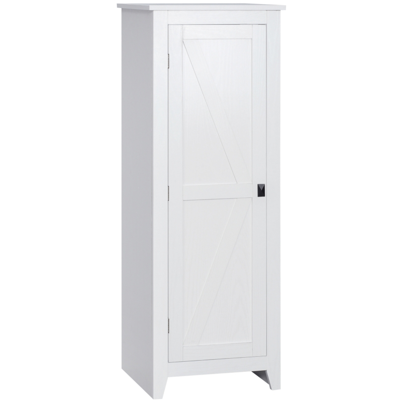 HOMCOM 48" Farmhouse Kitchen Pantry Storage Cabinet with Barn Door, Kitchen Pantry Cabinet with Adjustable Shelves, White