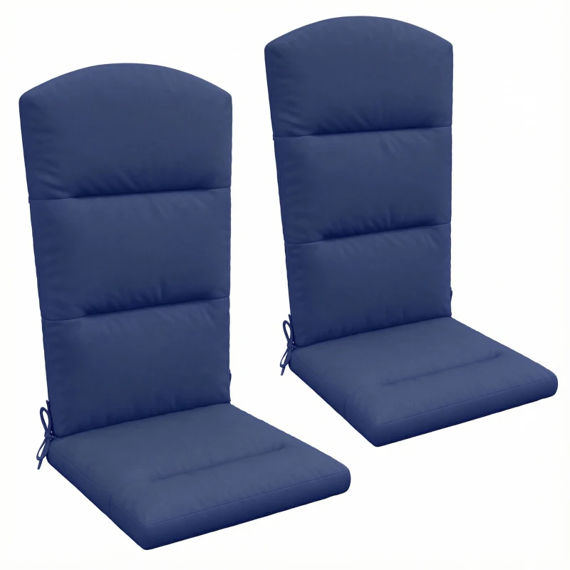 Outsunny Patio Chair Cushions for Adirondack Chair Replacement Cushions with Back and Ties, Set of 2, Navy Blue