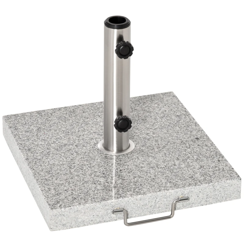 Outsunny 55 lbs Marble Square Umbrella Stand 16.5" Market Heavy Holder Base w/ Wheels, Grey