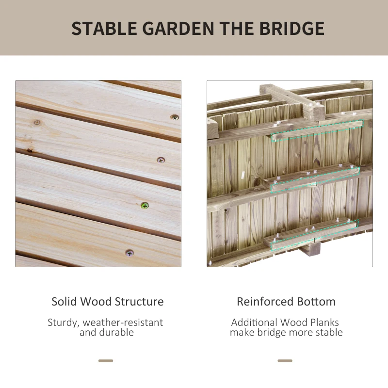 Outsunny 5 ft Wooden Garden Bridge Arc Footbridge with Railings for your Backyard, Natural Wood