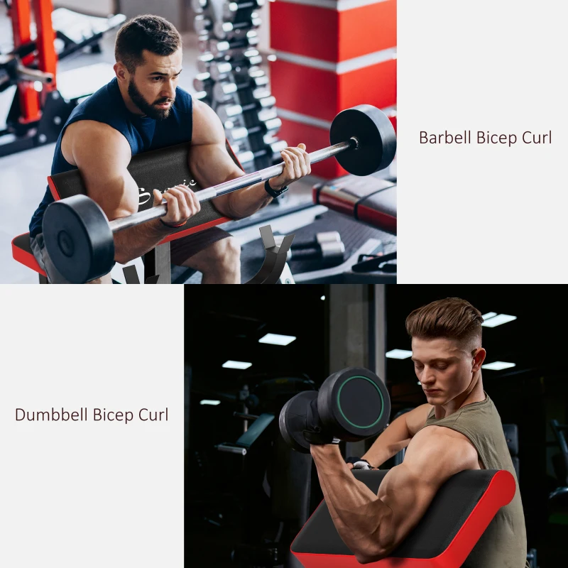 Soozier 265 LBS Preacher Curl Bench for Strength Training, Adjustable Seated Arm Isolated Barbell Dumbbell Bicep Station, Black